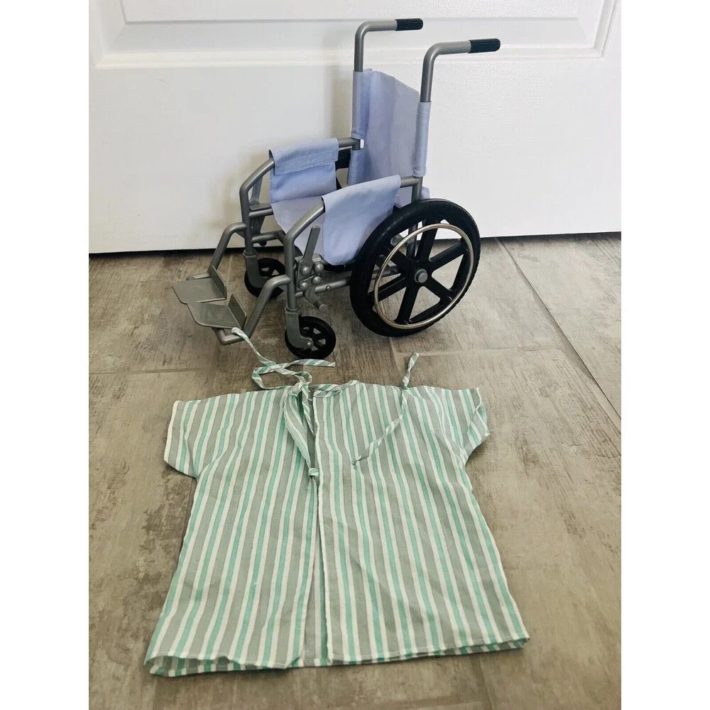 Retired RARE American Girl Doll 18” Wheel Chair Wheelchair Purple Hospital Gown